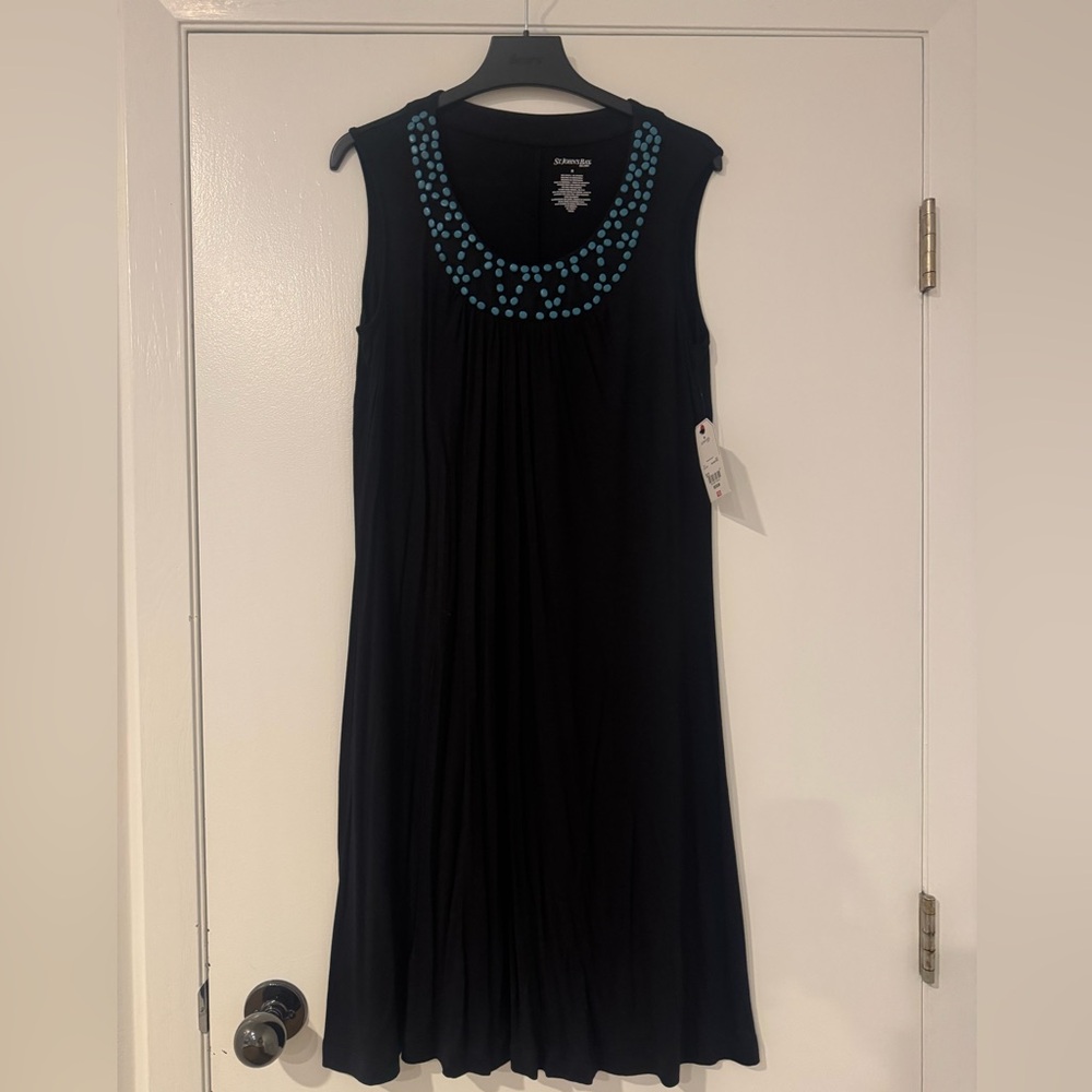 St. John's Bay Black Maxi Dress with Blue Accents